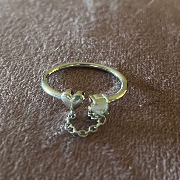 The Dainty Chain Heart ring adjustable 925 silver and moonstone - Picture 14 of 14